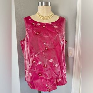 100% Silk Dana Buchman Embroidered Tank 18